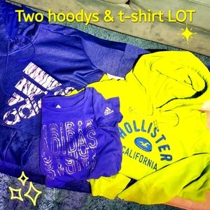 💫 GIRLS LOT! ADIDAS & HOLLISTER - 2 HOODYS/1 T-SHIRT! 💫
